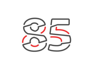 85 vektör numarası. Modern moda, yaratıcı tarz tasarımları. Logo, marka etiketi, tasarım unsurları, kurumsal kimlik, uygulama vs. için. İzole vektör illüstrasyonu          