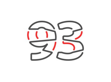 93 vektör numarası. Modern moda, yaratıcı tarz tasarımları. Logo, marka etiketi, tasarım unsurları, kurumsal kimlik, uygulama vs. için. İzole vektör illüstrasyonu          