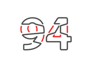 94 vektör numarası. Modern moda, yaratıcı tarz tasarımları. Logo, marka etiketi, tasarım unsurları, kurumsal kimlik, uygulama vs. için. İzole vektör illüstrasyonu          