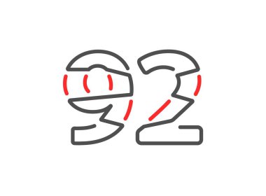 92 vektör numarası. Modern moda, yaratıcı tarz tasarımları. Logo, marka etiketi, tasarım unsurları, kurumsal kimlik, uygulama vs. için. İzole vektör illüstrasyonu          