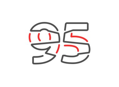 95 vektör numarası. Modern moda, yaratıcı tarz tasarımları. Logo, marka etiketi, tasarım unsurları, kurumsal kimlik, uygulama vs. için. İzole vektör illüstrasyonu          