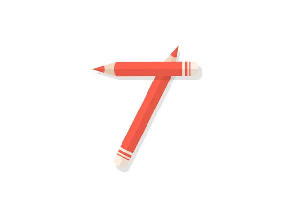Number Font Made Pencils Vector Design Element Logo Banner Posters — Stock Vector