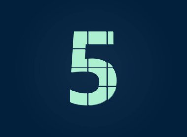 5 numara, vektör desing font. Bıçakla kesilmiş. Logo, marka etiketi, tasarım unsurları, şirket kimliği, uygulama ve daha fazlası için. İzole Edilmiş 10 Ekim illüstrasyonu