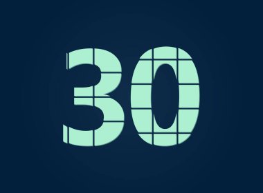30 numara, vektör desing font. Bıçakla kesilmiş. Logo, marka etiketi, tasarım unsurları, şirket kimliği, uygulama ve daha fazlası için. İzole Edilmiş 10 Ekim illüstrasyonu