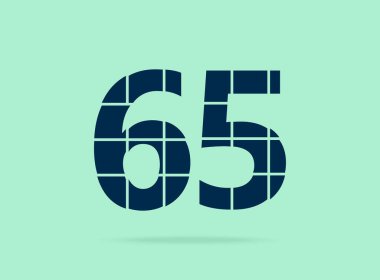 65 numara, vektör desing font. Bıçakla kesilmiş. Logo, marka etiketi, tasarım unsurları, şirket kimliği, uygulama ve daha fazlası için. İzole Edilmiş 10 Ekim illüstrasyonu