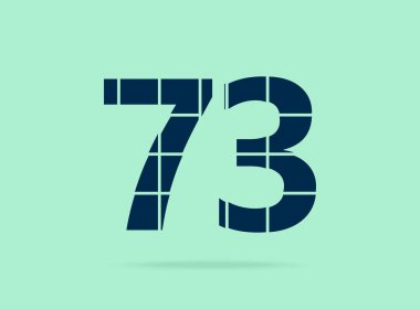 73 numara, vektör desing font. Bıçakla kesilmiş. Logo, marka etiketi, tasarım unsurları, şirket kimliği, uygulama ve daha fazlası için. İzole Edilmiş 10 Ekim illüstrasyonu