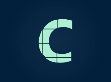 C harfi logosu, vektör desing font. Bıçakla kesilmiş. Logo, marka etiketi, tasarım unsurları, şirket kimliği, uygulama ve daha fazlası için. İzole Edilmiş 10 Ekim illüstrasyonu