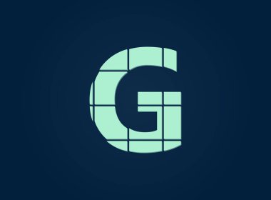 G harfi logosu, vektör desing font. Bıçakla kesilmiş. Logo, marka etiketi, tasarım unsurları, şirket kimliği, uygulama ve daha fazlası için. İzole Edilmiş 10 Ekim illüstrasyonu