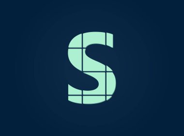 S harfi logosu, vektör desing font. Bıçakla kesilmiş. Logo, marka etiketi, tasarım unsurları, şirket kimliği, uygulama ve daha fazlası için. İzole Edilmiş 10 Ekim illüstrasyonu