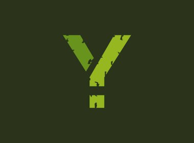 Y vektör harfi grunge dokusundan yapılmış. Lastik damga izi stili. Logo, marka etiketi, poster, tasarım unsurları vs. için.