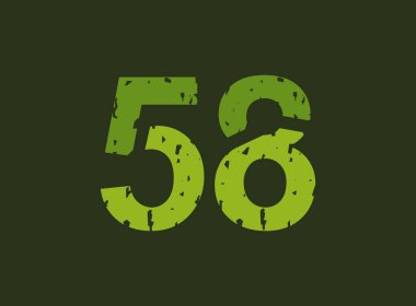 58 vektör numarası grunge dokusundan yapılmış. Lastik damga izi stili. Logo, marka etiketi, poster, tasarım unsurları vs. için.