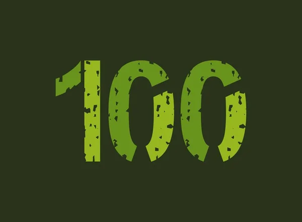 100 Векторное Число Гранжевой Текстуры Стиль Отпечатка Резиновой Печати Логотипа — стоковый вектор
