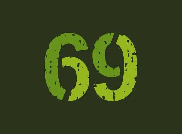 Vektornummer Tillverkat Grungy Grunge Textur Gummistämpel Stil För Logotyp Märke — Stock vektor