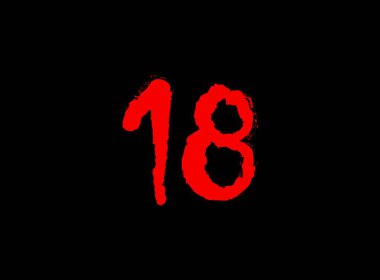 18 Korku kanlı, korkunç vektör numarası. Çılgın korku vahşi, çığlık yazı tipi. Acayip bir gece teması tasarımı. El yazısı eps10 illüstrasyon