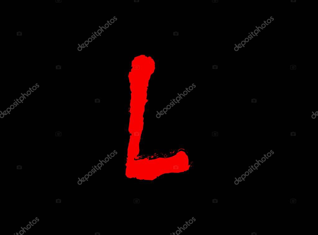 L Horror bloody, scary vector letter. Insane Fear brutal, scream font. Wicked night theme style design. Hand writing eps10 illustration