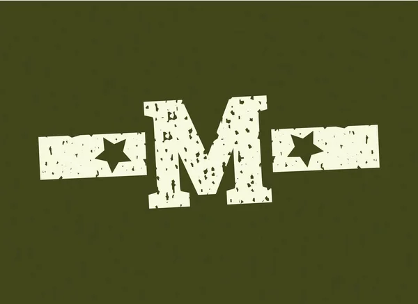 Lettre Insigne Militaire Conception Armée Avec Étoile Sur Fond Camouflage — Image vectorielle