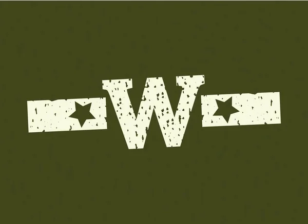 Σήμα Γράμμα Στρατιωτικός Στρατιωτικός Σχεδιασμός Αστέρι Στο Φόντο Καμουφλάζ Grungy — Διανυσματικό Αρχείο