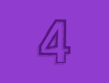 4 numara yazı tipi, el yapımı fırça darbesi. Modern, zarif kaligrafik tasarım. Tasarım elemanı, logo, yaratıcı poster vesaire için. Vektör illüstrasyonu 