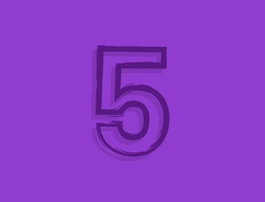 5 numara yazı tipi, el yapımı fırça darbesi. Modern, zarif kaligrafik tasarım. Tasarım elemanı, logo, yaratıcı poster vesaire için. Vektör illüstrasyonu 