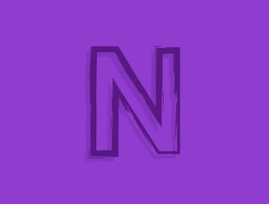 N harfi yazı tipi, elle çizilmiş fırça darbesi. Modern, zarif kaligrafik tasarım. Tasarım elemanı, logo, yaratıcı poster vesaire için. Vektör illüstrasyonu 