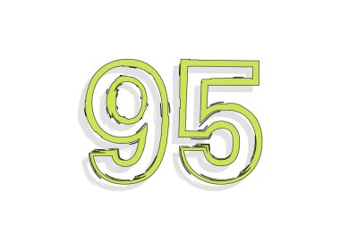 95 yeşil numara, elle çizilmiş fırça darbesi. Çizgi roman tasarımı. Tasarım elemanı, logo, yaratıcı poster vesaire için. Vektör illüstrasyonu 