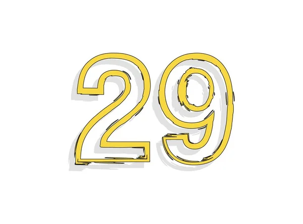 Números Amarelos Pincel Desenhado Mão Estilo Cômico Design Caligráfico Para —  Vetores de Stock