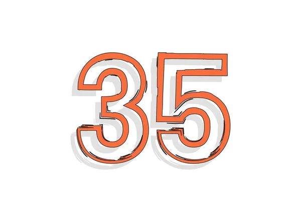 Orange Nummer Handritad Penseldrag Serietidningsdesign För Designelement Logotyp Kreativ Affisch — Stock vektor