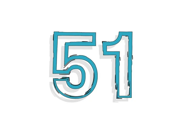 51青の数字は 手のブラシストロークを描いた コミックスタイルのデザイン デザイン要素 クリエイティブポスターなど ベクターイラスト — ストックベクタ