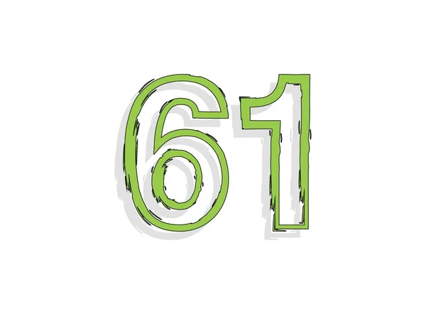 Número Verde Pincelada Dibujada Mano Diseño Estilo Cómico Para Elemento — Vector de stock