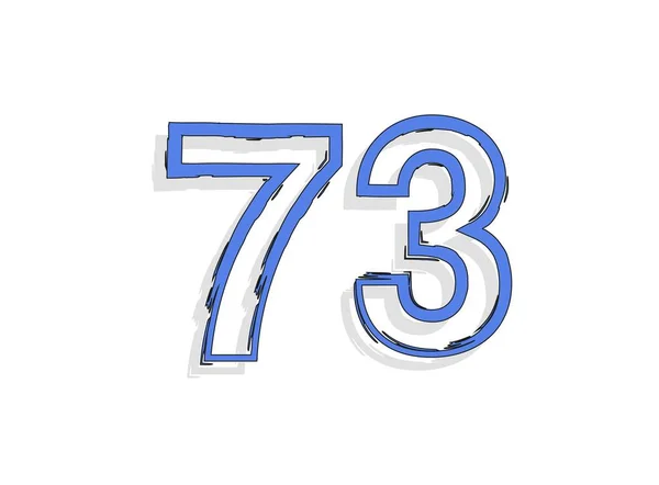 Blauw Nummer Handgetekende Penseelstreek Stripstijl Ontwerp Voor Design Element Logo — Stockvector