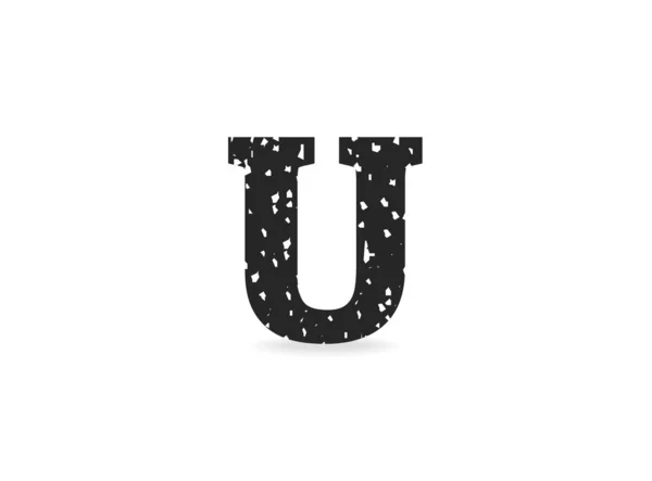 U文字のグランジー グランジテクスチャデザイン ラバースタンプの刻印スタイル ブランドラベル ポスター デザイン要素など 分離ベクトル図 — ストックベクタ