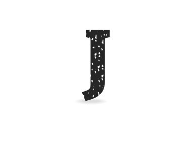 J harfi grunge desen tasarımı. Lastik damga izi stili. Logo, marka etiketi, poster, tasarım unsurları vesaire için. İzole vektör illüstrasyonu.
