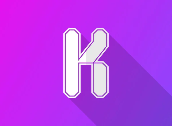 Kフォント文字 紫色のグラデーションの背景に長い影を持つ現代の動的デザイン ブランドラベル デザイン要素 アプリケーションなどのために ベクターイラスト — ストックベクタ