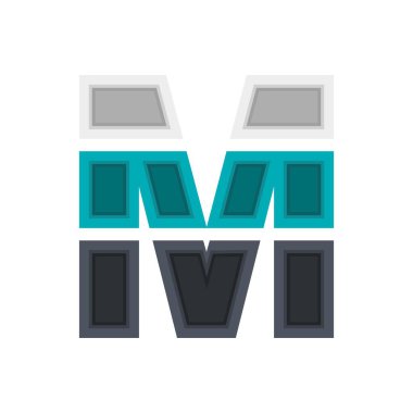  M vektör yazı tipi alfabesi, modern dinamik tasarım. Siyah, İrlanda mavisi, beyaz renk. ; tasarım ögeleri; logo, yaratıcı poster, kurumsal kimlik, uygulama vs..