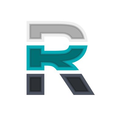  R vektör yazı tipi alfabesi, modern dinamik tasarım. Siyah, İrlanda mavisi, beyaz renk. ; tasarım ögeleri; logo, yaratıcı poster, kurumsal kimlik, uygulama vs..