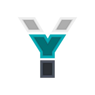  Y vektör yazı tipi alfabesi, modern dinamik tasarım. Siyah, İrlanda mavisi, beyaz renk. ; tasarım ögeleri; logo, yaratıcı poster, kurumsal kimlik, uygulama vs..