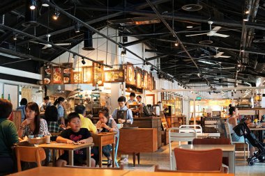 Taipei , Tayvan - 28 Temmuz 2019 : Restoran dört south Village basit Market.