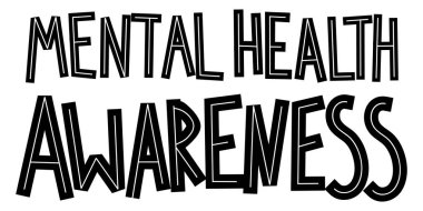 Ruh sağlığı farkındalık yazı ile illüstrasyon vektör el çekilmiş