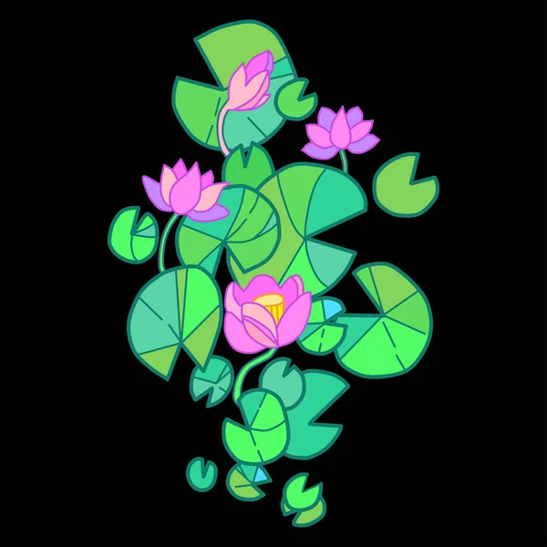 Vectorillustratie van lotusbloem bloeien in de vijver. — Stockvector