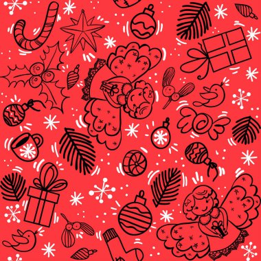 Melek holly berry, tatlılar, Noel topları ile Noel kalıbı
