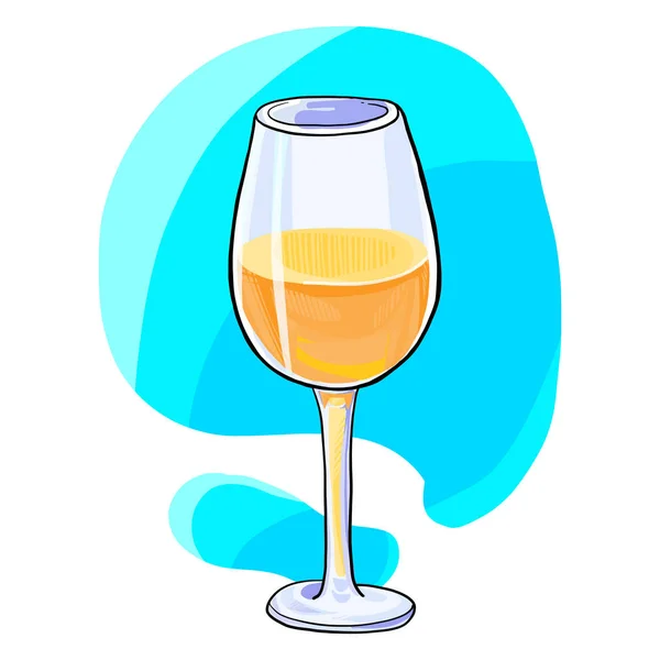 Bicchiere da vino bianco disegnato a mano stile vettoriale illustrazione isolato su bianco — Vettoriale Stock