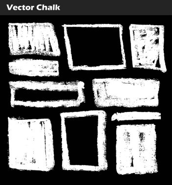 Vektör tebeşir şekiller Grunge tasarım unsurları ayarlayın. Elle çizilmiş illüstrasyon.