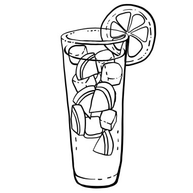 Limonata cam dilim limon ve buz küpleri ile