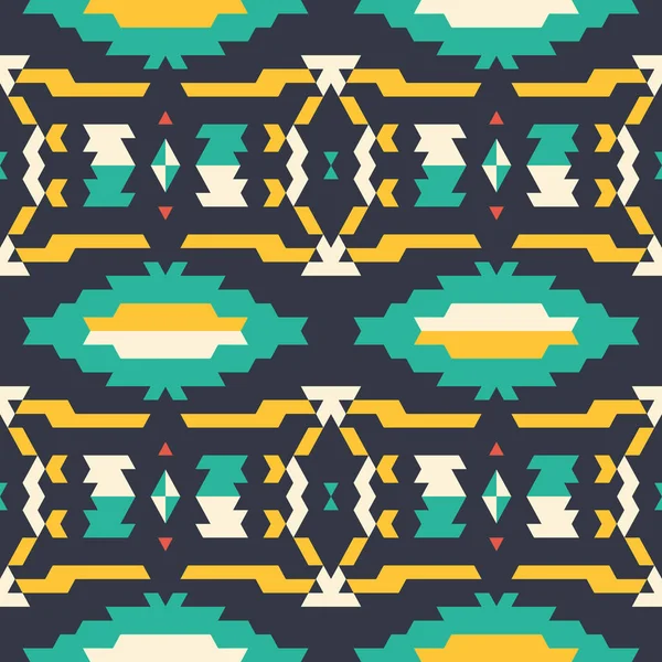 Modèle tribal aztèque noir, turquoise et jaune — Image vectorielle