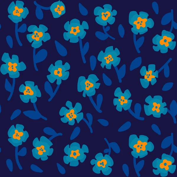 Einfaches Muster mit kleinen blühenden Blumen — Stockvektor