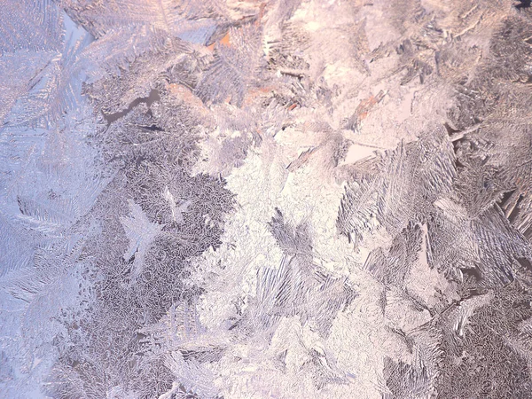 银色的冬天背景与霜冻图案 — 图库照片