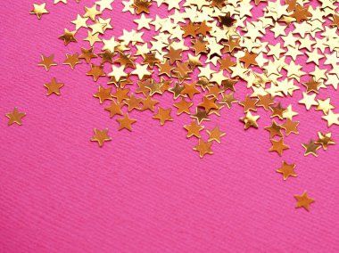 Altın yıldız, pembe arka plan glitter