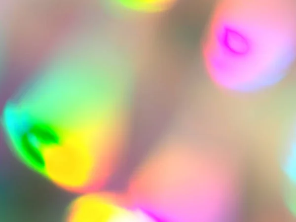 Holografická bokeh zelená modrá a růžová světla sváteční pozadí — Stock fotografie
