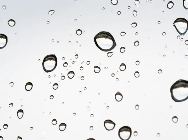 Fondo húmedo gris / gotas de lluvia para superponer en la ventana, tiempo, gotas de fondo de lluvia de agua en el vidrio transparente —  Fotos de Stock