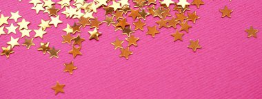 Altın yıldız, pembe arka plan glitter